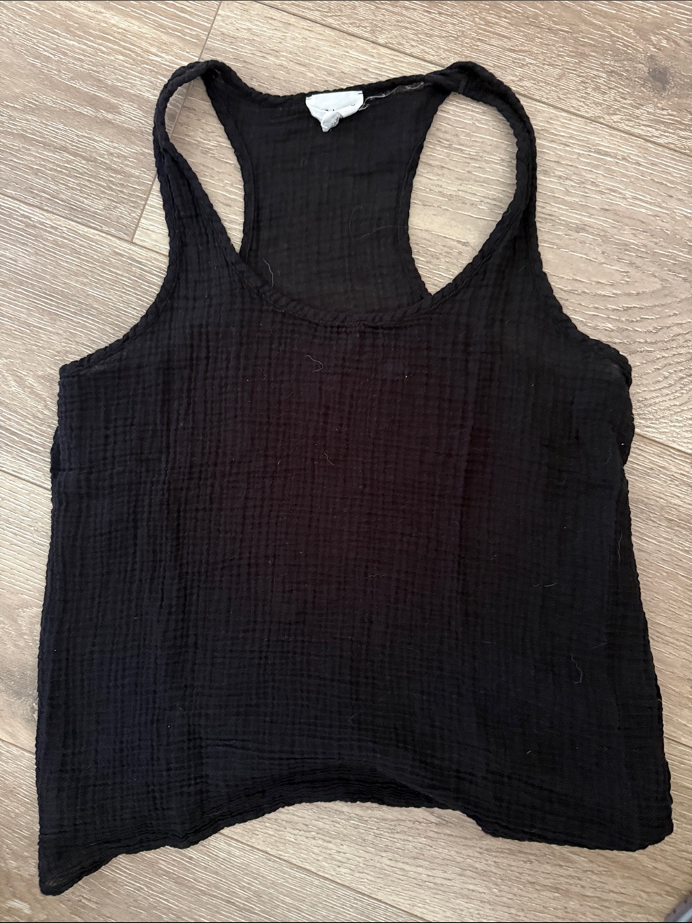 Black Racerback Gauze Tank Top